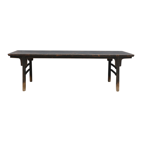Eettafel hout zwart 265x86x80 sideview