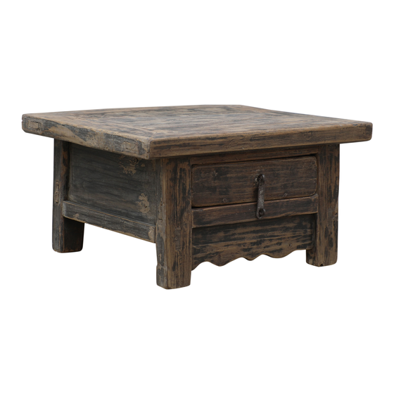 Side table wood brown 1drwr 52x42x28
