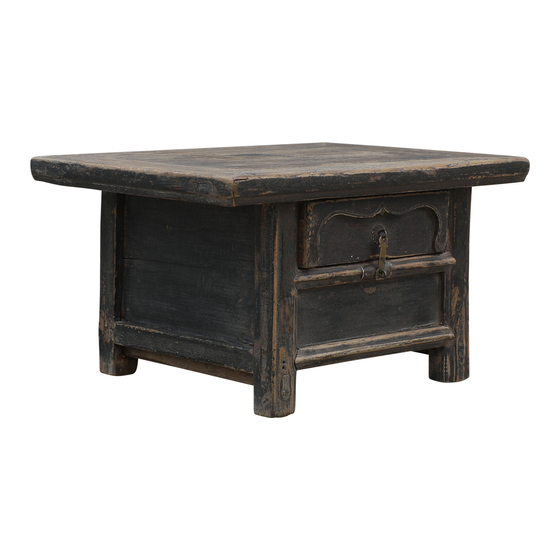 Side table wood black 1drwr 59x43x31