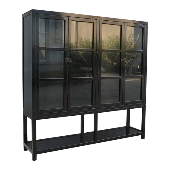 Glass cabinet wood black 4drs 200x45x200
