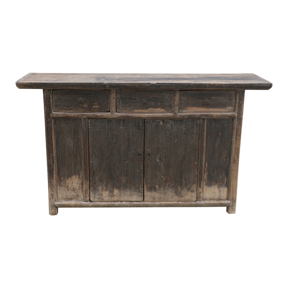 Sideboard wood brown 2drs 3drws 155x43x88 sideview