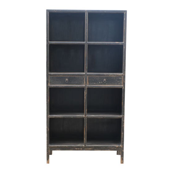 Bookcase wood black 2drws 110x44x215 sideview
