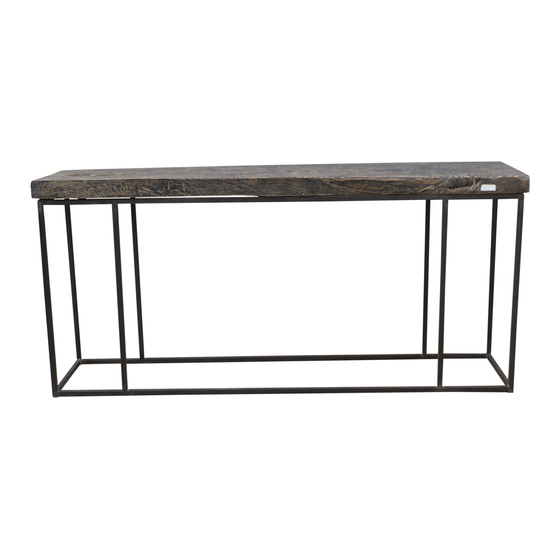 Console table wood black 181x38x83 sideview