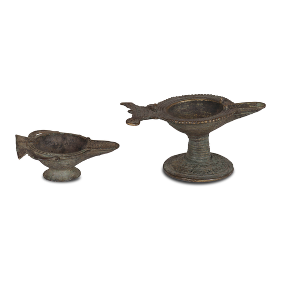 Tribal oil lamp temple brass sideview