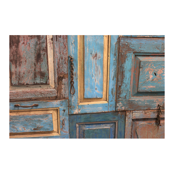Wooden wall decoration w/doors sideview