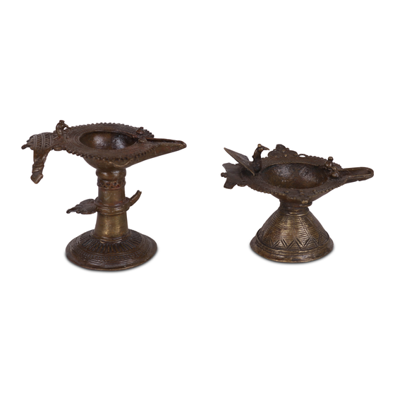 Tribal oil lamp temple brass sideview