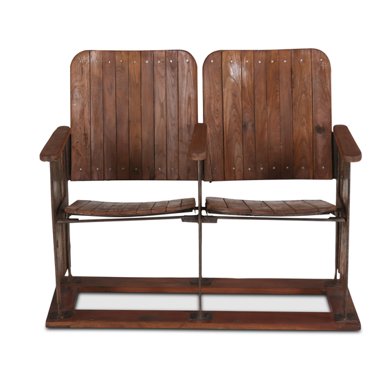 Cinema chair 2-seater wood sideview