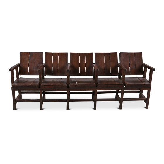 Bench wood 225x50x90 5-seater sideview