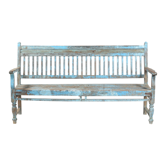 Bench wood blue 177x60x99 sideview