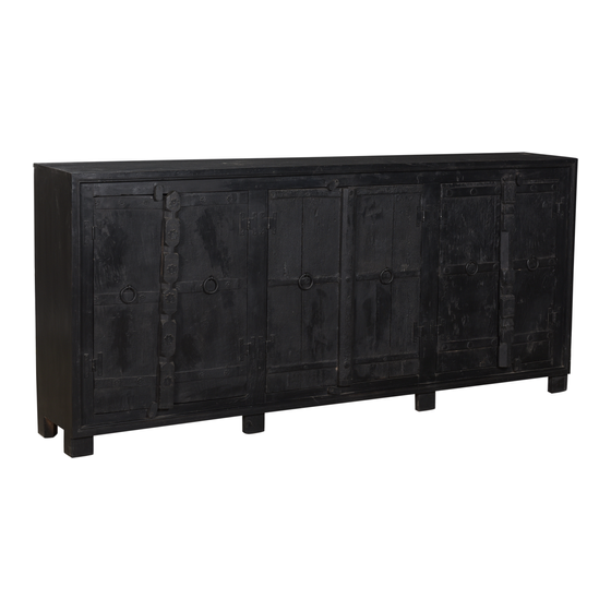 Sideboard wood black wash 6drs