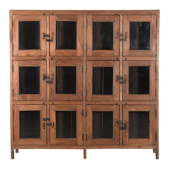 Cabinet wood 12 glass doors sideview
