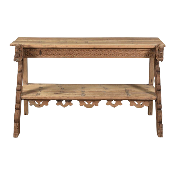 Console table wood with horses sideview