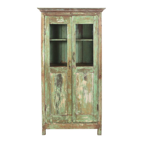 Glass cabinet wood green 2drs