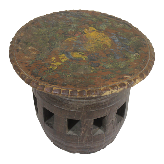 Stool wood with decoration sideview