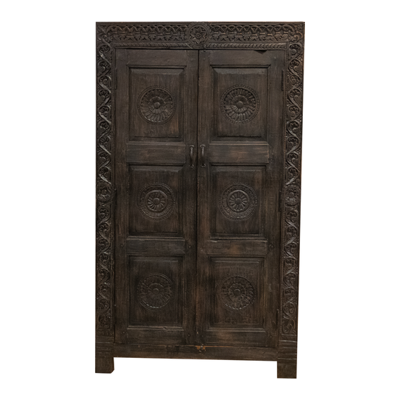 Cabinet carved black 2drs 105x47x180 sideview