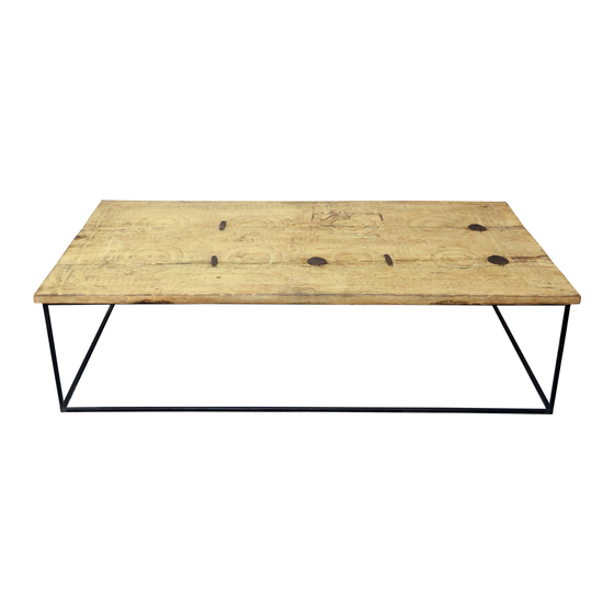 Coffee table wood on iron base 137x70x38 sideview