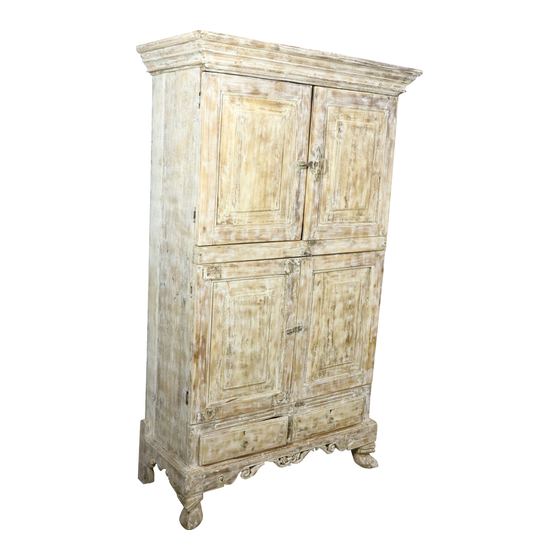 Cabinet wood bleached 4 doors 2 drawers