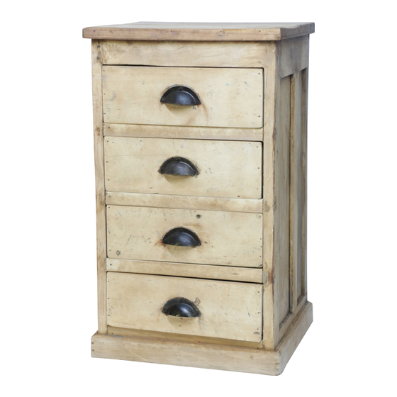 Chest of drawers wood natural mix 4drwrs sideview