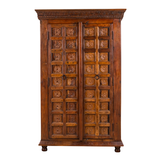 Cabinet wood carved brown sideview