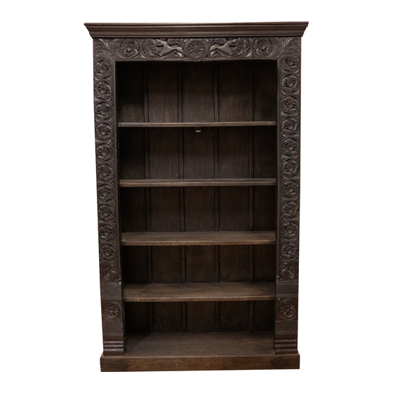 Book cabinet wood carved black wash sideview