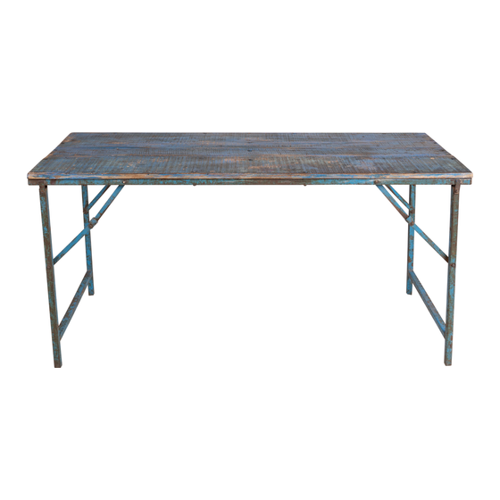 Markttafel hout blauw sideview