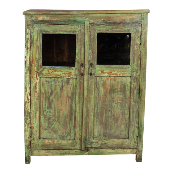 Glass cabinet wood green sideview