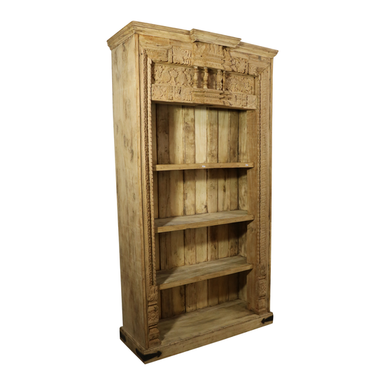 Book case wood carving bleached