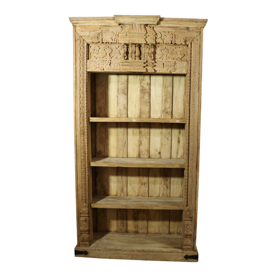 Book case wood carving bleached sideview