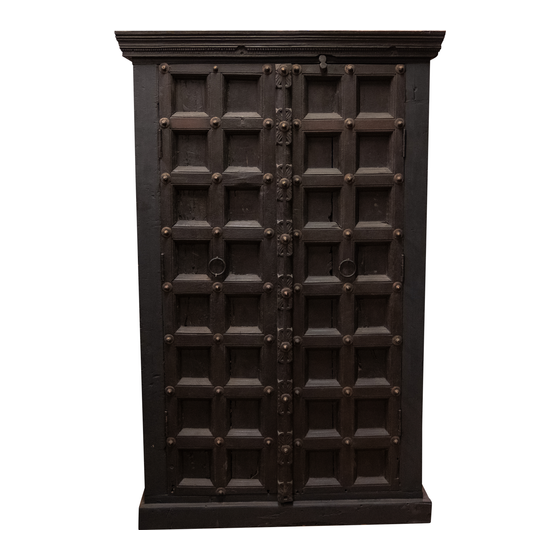 Cabinet Almirah wood black 2drs sideview