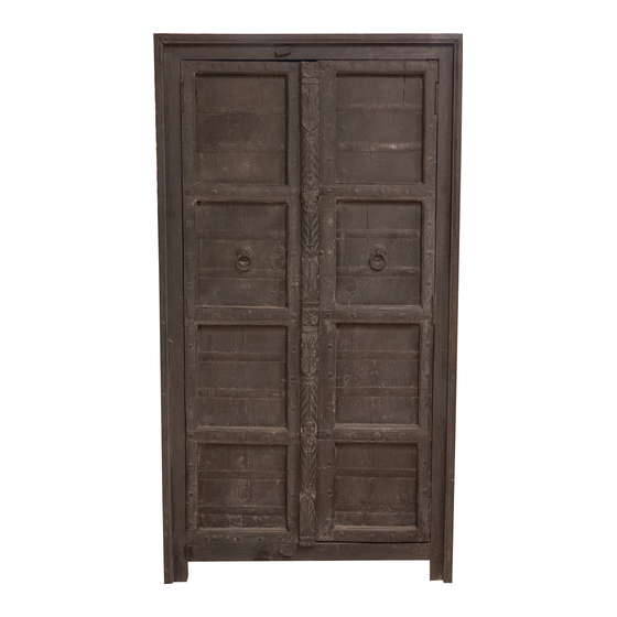 Cabinet wood Almirah black 2drs sideview
