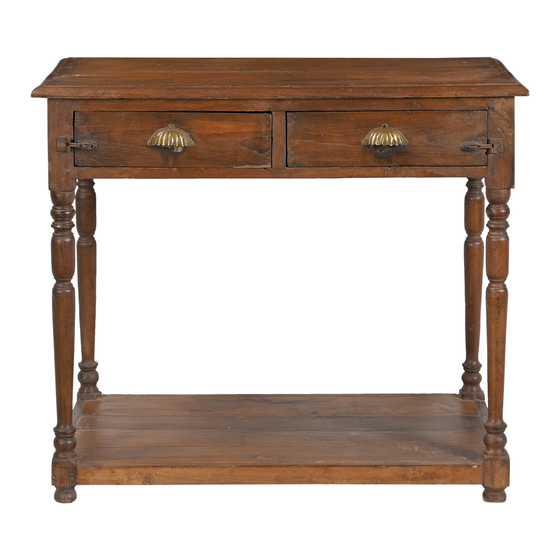 Console table wood 2drwrs sideview