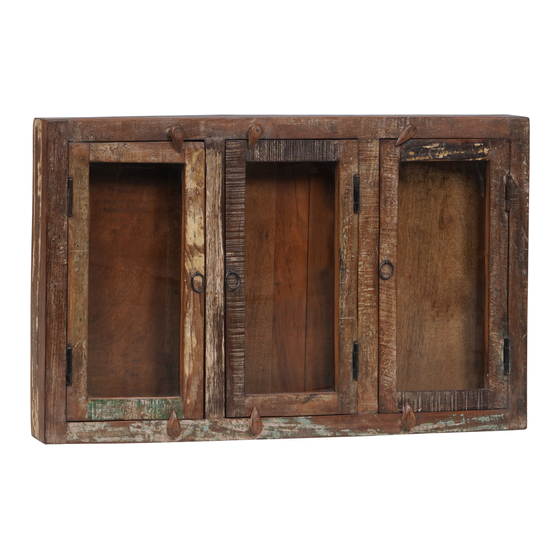 Hanging cabinet glass wood brown 4drs sideview