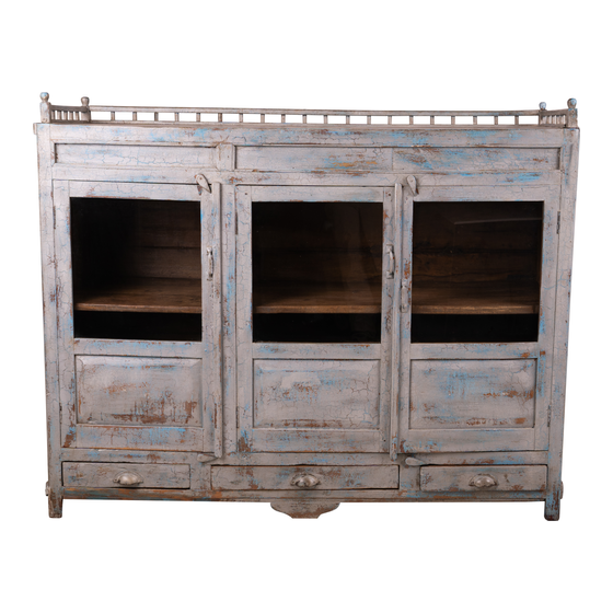 Sideboard glass wood blue 3drs 3drwrs sideview