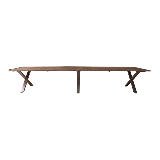 Eettafel hout met ijzeren onderstel 430x95x77 sideview