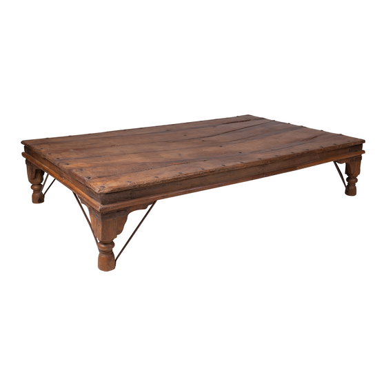 Coffee table wood with iron details 190x117x40