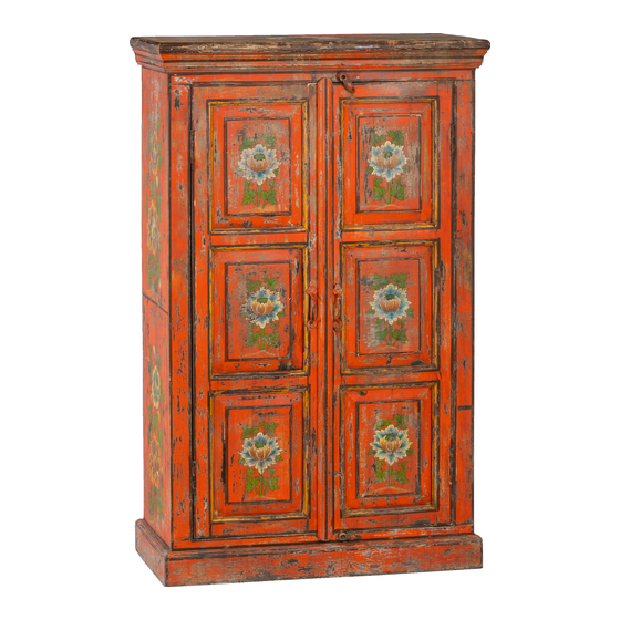 Cabinet wood orange with painting 2drs 76x58x122