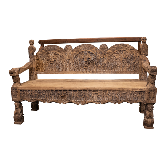 Bench wood carved 160x64x102 sideview