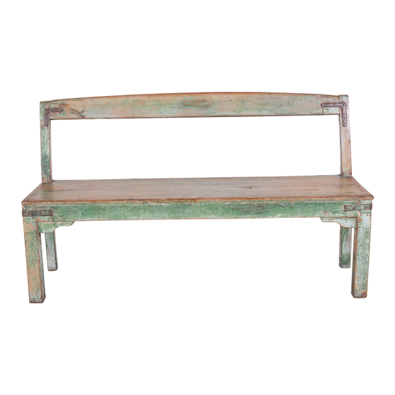 Bench wood green 150x43x84 sideview