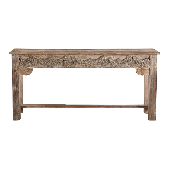 Console table wood carved brown sideview