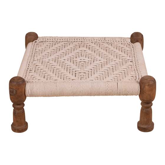 Stool wood netted brown sideview