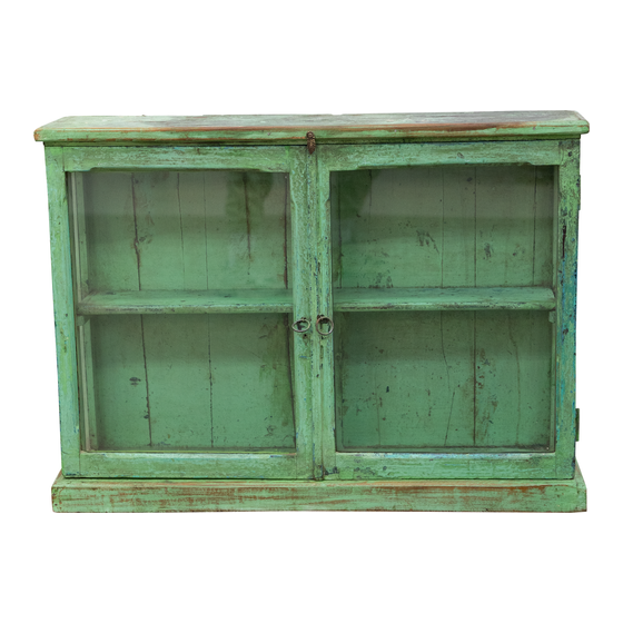 Hanging cabinet glass green 2drs sideview