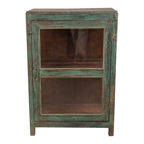 Glass cabinet wood green 1dr sideview