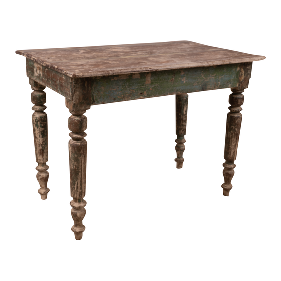 Console table wood green 1drwr