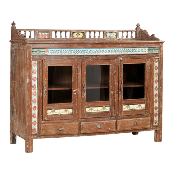 Sideboard wood with colored tile inlay 168x53x137