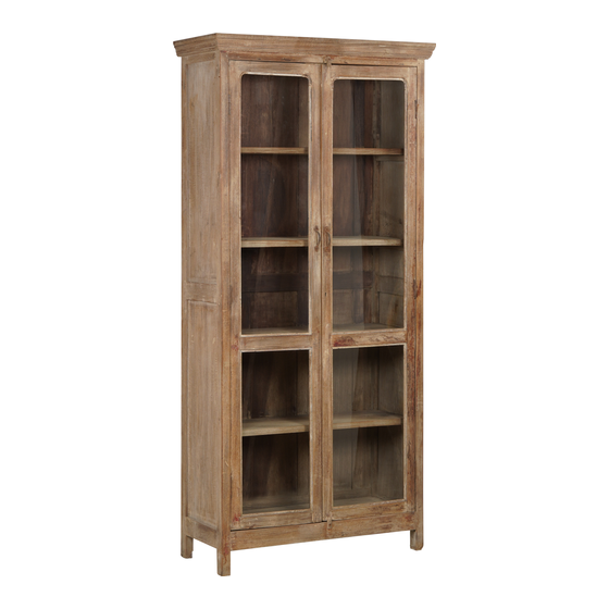 Glass cabinet wood 2drs 100x43x213