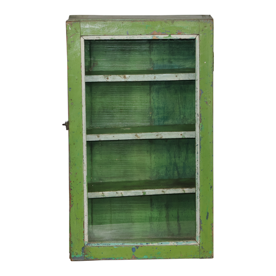 Hanging cabinet wood green 38x18x64 sideview