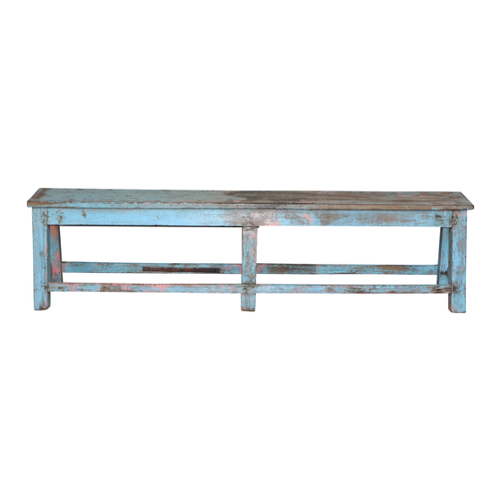 Bank hout blauw 182x36x44 sideview