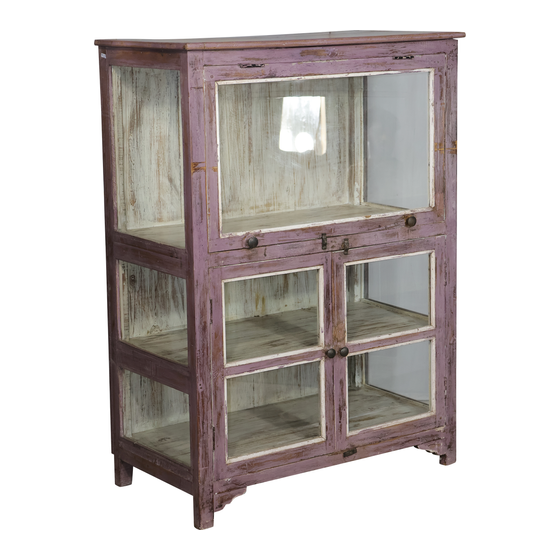 Glass cabinet wood purple 3drs 89x46x122