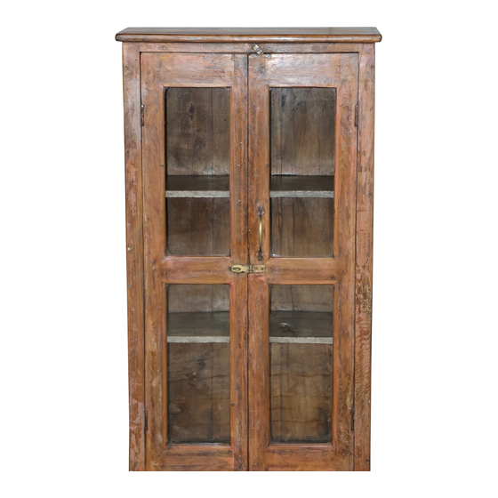 Glass cabinet wood brown 2drs 63x30x122 sideview