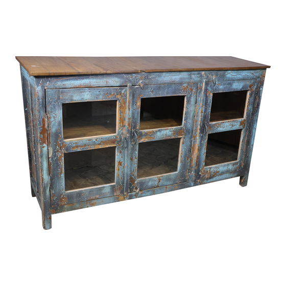 Glass cabinet wood blue 3drs 153x46x90